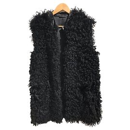 Ines et Marechal Gilet en peau lainée Lou Andrea T.38 Noir