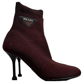 Botas de cano curto Prada bordeaux T.37 Bordeaux