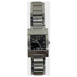 Gucci 7700L Steel Watch Black Dial Metallic
