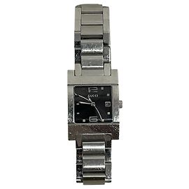 Gucci 7700L Steel Watch Black Dial Metallic
