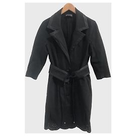 Chaqueta La Perla de algodón negro con bordados y cinturón Negro