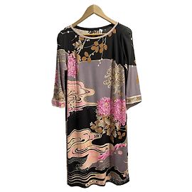 Vestido Leonard de seda estampado rosa preto e cinza Multicor