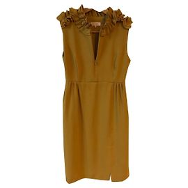 Dice Kayek Kleid in Senfgelb mit Rüschen Gelb