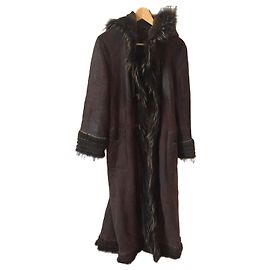 Autre Marque Brauner Shearling-Mantel T.38 Braun
