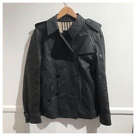 Burberry Black Cotton Trench Coat Black