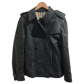 Gabardina Burberry de algodón negro Negro