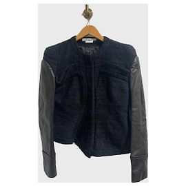 Veste Givenchy tweed et cuir T.40 Black