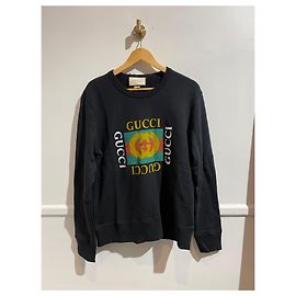 Sweatshirt Gucci preto de algodão com logo Preto