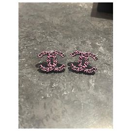 Chanel CC Ohrringe schwarz und rosa Schwarz