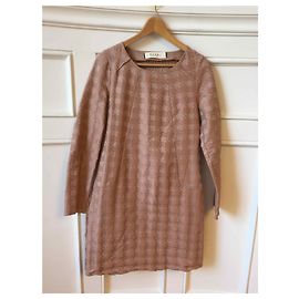 Vestido Marni Estampado Pata de Gallo Beige Beige