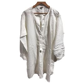 Autre Marque Vestido Sunday T.M de lino blanco de manga larga Blanco