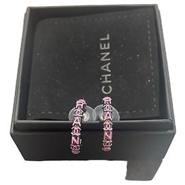 Chanel Creolen Ohrringe rosa Schwarz