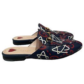 Mules Gucci Princetown Graffiti T.36 Azul