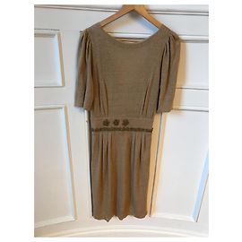 Abito Chloé in lino beige con scollo halter Beige