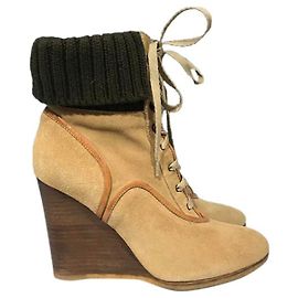 Boots Chloé en daim T.36,5 Beige