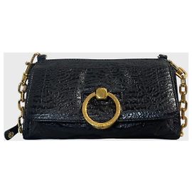 Pochette Jimmy Choo en cuir texturé noir Noir