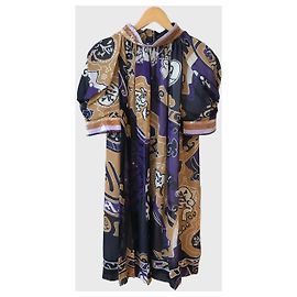 Leonard Seidenkleid bedruckt Lila Lila