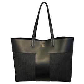 Tom Ford Borsa tote Tod's con doppio manico in denim nero e pelle Nero