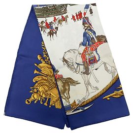 Pañuelo de seda Hermès Marine et Cavalerie Azul Azul