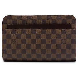 Brown Louis Vuitton Damier Ebene Saint Louis Pochette Clutch Bag Brown