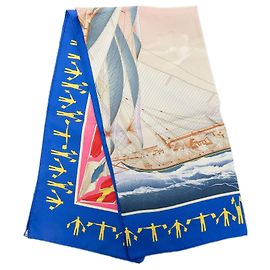 Foulard di seta Hermès En Course Blu 90 Blu