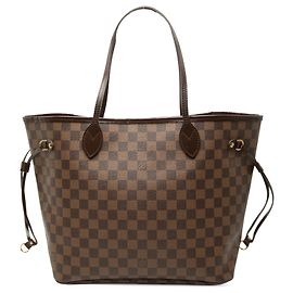 Louis Vuitton Damier Ebene Neverfull MM Tote Bag Braun Braun