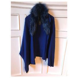 Yves Salomon Poncho blau Blau