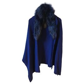 Yves Salomon Poncho blau Blau