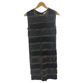Vestido Msgm de encaje de algodón caqui y lentejuelas negras Caqui