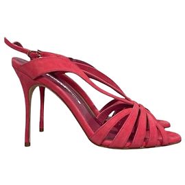 Sandales Manolo Blahnik roses T.38 Rose