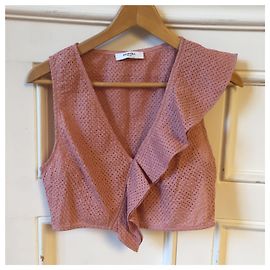 Autre Marque Top corto de broderie anglaise rosa Marysia Resort Seahaven Rosa