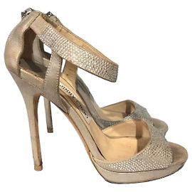 Sandales Jimmy Choo strass T.36 Beige