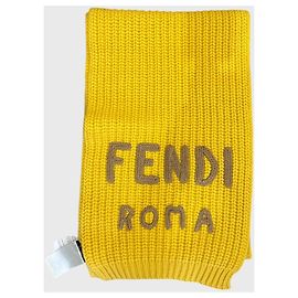 Fendi Roma yellow wool scarf Yellow