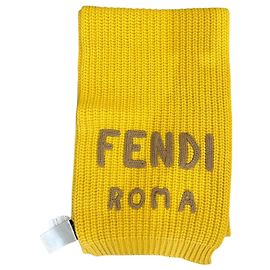 Fendi Roma yellow wool scarf Yellow