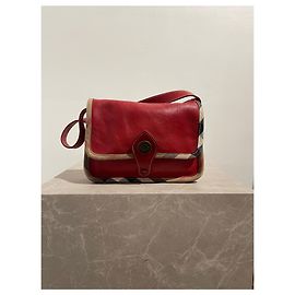 Sac à main Burberry en cuir rouge Rouge