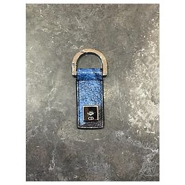 Autre Marque Llavero Dior de cuero estampado azul Azul