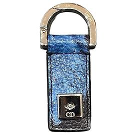 Autre Marque Llavero Dior de cuero estampado azul Azul