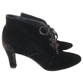 Botas Chanel veludo T.37,5 Marrom