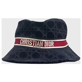 Autre Marque Dior Bob Hat Navy Blue Velvet Size 58 Blue