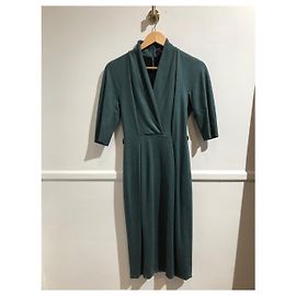 Gucci Midikleid aus dunkelgrüner Wolle Grün
