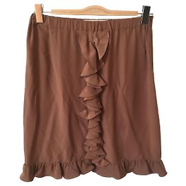 Falda Marni de seda terracota Beige