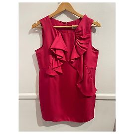 Marni Fuchsia Pink Silk Sleeveless Blouse with Ruffles Pink