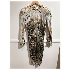 Vestido Leonard de seda estampado bege Bege