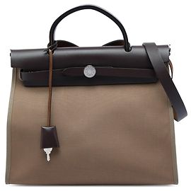 Bolsa Hermès Toile Herbag Zip 31 Castanha Marrom