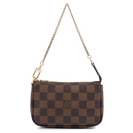 Borsa a mano Louis Vuitton Damier Ebene Mini Pochette Accessoires Marrone Marrone