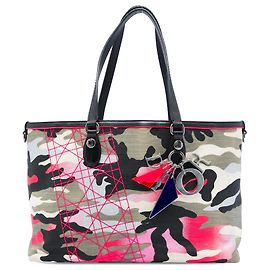 Autre Marque Gray Dior Anselm Reyle Medium Canvas Camouflage Tote Grey