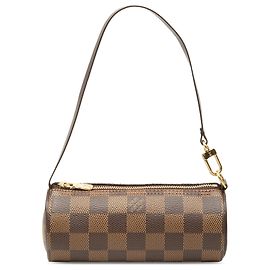 Bolso de mano Louis Vuitton Damier Ebene Papillon Pochette Marrón Castaño