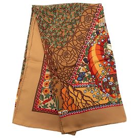 Lenço de seda Hermès Axis Mundi castanho 90 Scarves Marrom