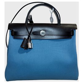 Sac Hermès Herbag 31 Bleu Cuir Bleu
