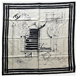 Foulard Chanel blanc Couture Blanc